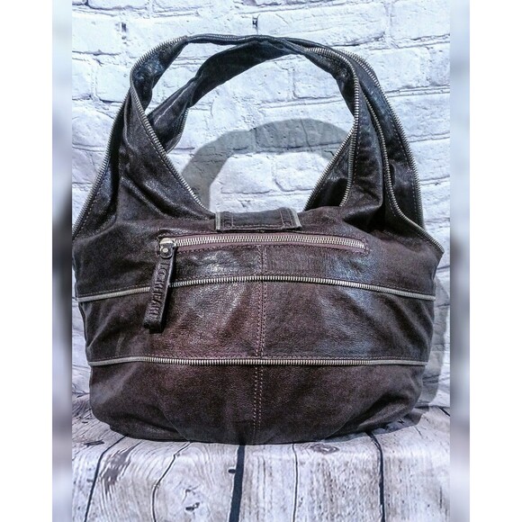 LOCKHEART Rare boho leather satchel zipper accent detail - Picture 2 of 11